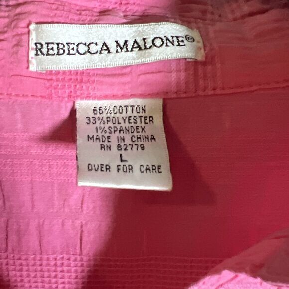 Rebecca Malone Womens Textured 3/4 Sleeve VNeck Button Up Top Size L - Picture 5 of 8